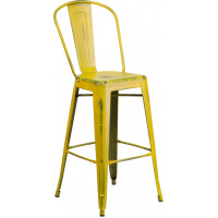 Flash Furniture ET-3534-30-YL-GG Distressed Barstool in Yellow