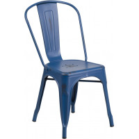 Flash Furniture ET-3534-AB-GG Distressed Metal Chair in Blue