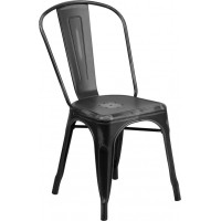 Flash Furniture ET-3534-BK-GG Distressed Metal Chair in Black