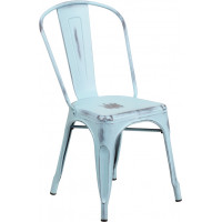Flash Furniture ET-3534-DB-GG Distressed Metal Chair in Blue