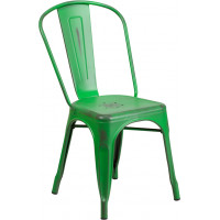 Flash Furniture ET-3534-GN-GG Distressed Metal Chair in Green
