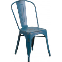 Flash Furniture ET-3534-KB-GG Distressed Metal Chair in Blue