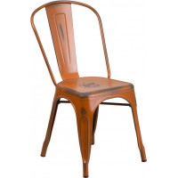 Flash Furniture ET-3534-OR-GG Distressed Metal Chair in Orange
