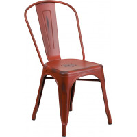 Flash Furniture ET-3534-RD-GG Distressed Metal Chair in Red