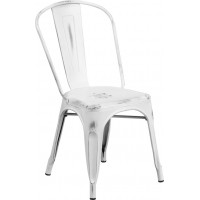 Flash Furniture ET-3534-WH-GG Distressed Metal Chair in White