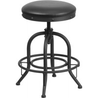 Flash Furniture ET-BR542-224-GG 24" Counter Height Stool with Swivel Lift Black Leather Seat