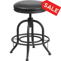 Flash Furniture ET-BR542-224-GG 24" Counter Height Stool with Swivel Lift Black Leather Seat