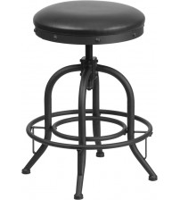 Flash Furniture ET-BR542-224-GG 24" Counter Height Stool with Swivel Lift Black Leather Seat