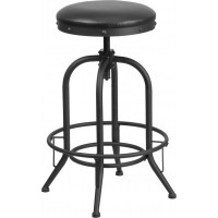 Flash Furniture ET-BR542-230-GG 30" Barstool with Swivel Lift Black Leather Seat