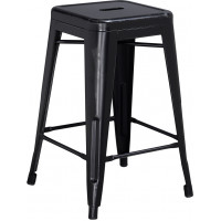 Flash Furniture ET-BT3503-24-BK-GG Distressed Metal Stool in Black