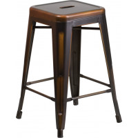 Flash Furniture ET-BT3503-24-COP-GG Distressed Copper Metal Stool in Copper