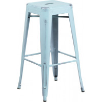 Flash Furniture ET-BT3503-30-DB-GG Distressed Metal Stool in Blue