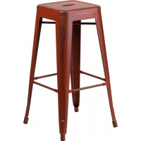 Flash Furniture ET-BT3503-30-RD-GG Distressedmetal Stool in Red