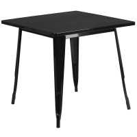 Flash Furniture ET-CT002-1-BK-GG 31.5" Square Black Metal Indoor Table