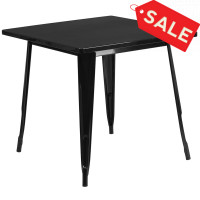 Flash Furniture ET-CT002-1-BK-GG 31.5" Square Black Metal Indoor Table