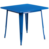 Flash Furniture ET-CT002-1-BL-GG 31.5" Square Blue Metal Indoor Table