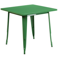 Flash Furniture ET-CT002-1-GN-GG 31.5" Square Green Metal Indoor Table