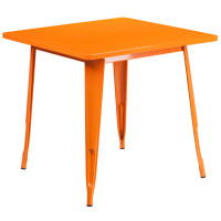 Flash Furniture ET-CT002-1-OR-GG 31.5" Square Orange Metal Indoor Table