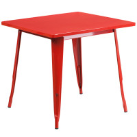 Flash Furniture ET-CT002-1-RED-GG 31.5" Square Red Metal Indoor Table