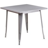 Flash Furniture ET-CT002-1-SIL-GG 31.5" Square Silver Metal Indoor Table