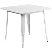 Flash Furniture ET-CT002-1-WH-GG 31.5" Square White Metal Indoor Table