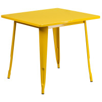 Flash Furniture ET-CT002-1-YL-GG 31.5" Square Yellow Metal Indoor Table