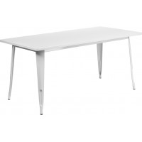 Flash Furniture ET-CT005-WH-GG 31.5" Rectangular White Metal Indoor Table