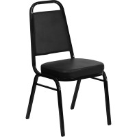 Flash Furniture HERCULES Series Trapezoidal Back Stacking Banquet Chair with Black Vinyl and 2.5'' Thick Seat - Black Frame FD-BHF-1-GG