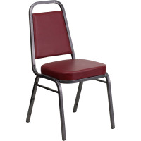 Flash Furniture HERCULES Trapezoidal Stacking Banquet Chair Burgundy Vinyl - Silver Vein Frame FD-BHF-1-SILVERVEIN-BY-GG