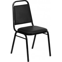 Flash Furniture HERCULES Series Upholstered Stack Chair with Trapezoidal Back and a 1.5'' Padded Foam Seat - Black Vinyl with Black Frame FD-BHF-2-GG