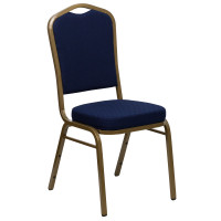 Flash Furniture HERCULES Crown Back Stacking Banquet Chair Navy Blue Fabric - Gold Frame FD-C01-ALLGOLD-2056-GG