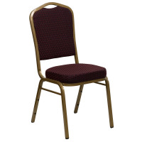 Flash Furniture HERCULES Crown Back Stacking Banquet Chair Burgundy Patterned Fabric - Gold Frame FD-C01-ALLGOLD-EFE1679-GG
