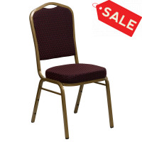 Flash Furniture HERCULES Crown Back Stacking Banquet Chair Burgundy Patterned Fabric - Gold Frame FD-C01-ALLGOLD-EFE1679-GG