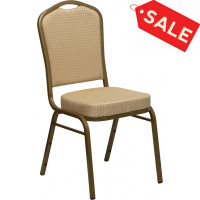 Flash Furniture HERCULES Crown Back Stacking Banquet Chair Beige Fabric - Gold Frame FD-C01-ALLGOLD-H20124E-GG