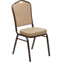 Flash Furniture HERCULES Series Crown Back Stacking Banquet Chair with Tan Vinyl and 2.5'' Thick Seat - Copper Vein Frame FD-C01-COPPER-TN-VY-GG