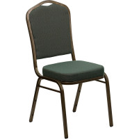 Flash Furniture HERCULES Crown Back Stacking Banquet Chair Green Fabric - Gold Vein Frame FD-C01-GOLDVEIN-0640-GG