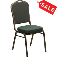 Flash Furniture HERCULES Crown Back Stacking Banquet Chair Green Fabric - Gold Vein Frame FD-C01-GOLDVEIN-0640-GG