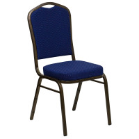 Flash Furniture HERCULES Crown Back Stacking Banquet Chair Navy Blue Fabric - Gold Vein Frame FD-C01-GOLDVEIN-208-GG