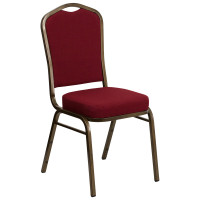 Flash Furniture HERCULES Series Crown Back Stacking Banquet Chair with Burgundy Fabric and 2.5'' Thick Seat - Gold Vein Frame FD-C01-GOLDVEIN-3169-GG
