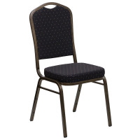 Flash Furniture HERCULES Crown Back Stacking Banquet Chair w/ Black Fabric Gold Vein Frame FD-C01-GOLDVEIN-S0806-GG
