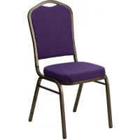 Flash Furniture HERCULES Series Crown Back Stacking Banquet Chair with Purple Fabric and 2.5'' Thick Seat - Gold Vein Frame FD-C01-PUR-GV-GG