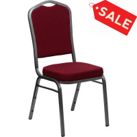 Flash Furniture HERCULES Crown Back Stacking Banquet Chair Burgundy Fabric - Silver Vein Frame FD-C01-SILVERVEIN-3169-GG