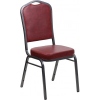 Flash Furniture HERCULES Stacking Banquet Chair Burgundy Vinyl- Silver Vein Frame FD-C01-SILVERVEIN-BURG-VY-GG