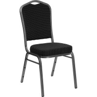 Flash Furniture HERCULES Crown Back Stacking Banquet Chair Black Fabric - Silver Vein Frame FD-C01-SILVERVEIN-S076-GG