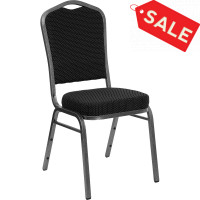 Flash Furniture HERCULES Crown Back Stacking Banquet Chair Black Fabric - Silver Vein Frame FD-C01-SILVERVEIN-S076-GG