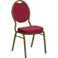 Flash Furniture HERCULES Teardrop Back Stacking Banquet Chair Burgundy Fabric - Gold Frame FD-C04-ALLGOLD-2804-GG