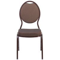Flash Furniture FD-C04-COPPER-008-T-02-GG Hercules Series Teardrop Back Stacking Banquet Chair In Brown Patterned Fabric - Copper Vein Frame