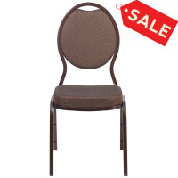 Flash Furniture FD-C04-COPPER-008-T-02-GG Hercules Series Teardrop Back Stacking Banquet Chair In Brown Patterned Fabric - Copper Vein Frame
