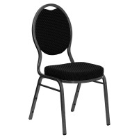 Flash Furniture HERCULES Teardrop Back Stacking Banquet Chair Black Fabric Seat - Silver Vein Frame FD-C04-SILVERVEIN-S076-GG
