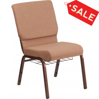 Flash Furniture FD-CH02185-CV-BN-BAS-GG Fabric Church Chair in Caramel